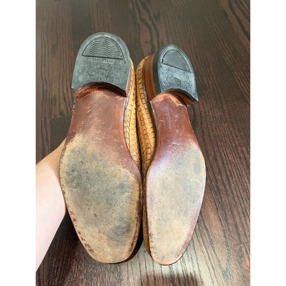 Del Cino Men\'s Vintage 1960\'/1970\'s Woven Leather Loafers, Tan, Size 10 main image 3